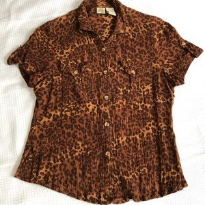 Islander Cheetah print short-sleeve blouse Size: S